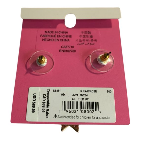 New Kate Spade All Tied Up Pave Drop Earrings - Picture 3 of 5